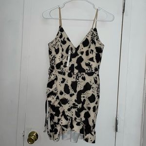 ASOS Petite Cow Print Wrap Mini Ruffle Dress